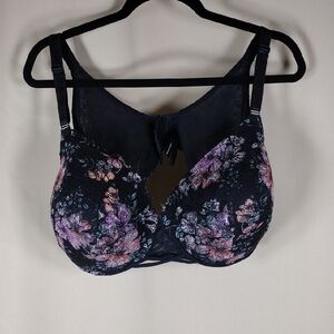 Torrid Curve Plus Size Unlined Longline Underwire Push Up Floral Flower Bra